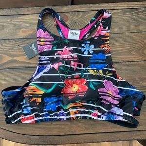 Floral High Top Bikini Top